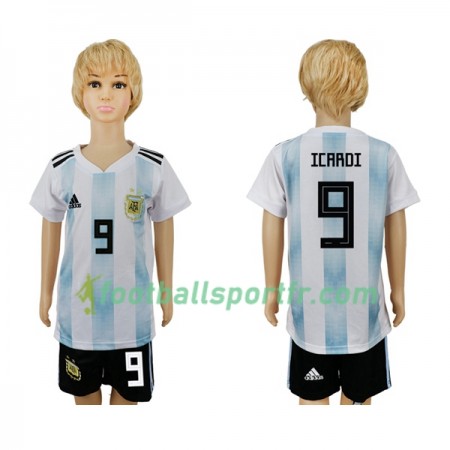 Tenue Argentine Icardi 9 Enfant Domicile Coupe du monde 2018 Maillot de Foot